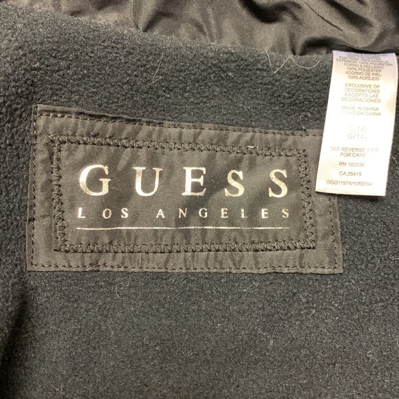 Girls Guess dressy puffer Jacket coat Large size 14 Black - Picture 7 of 13